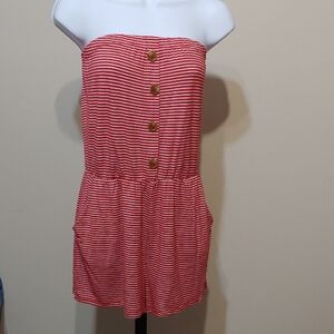 Heart Hips Red and White Striped Romper